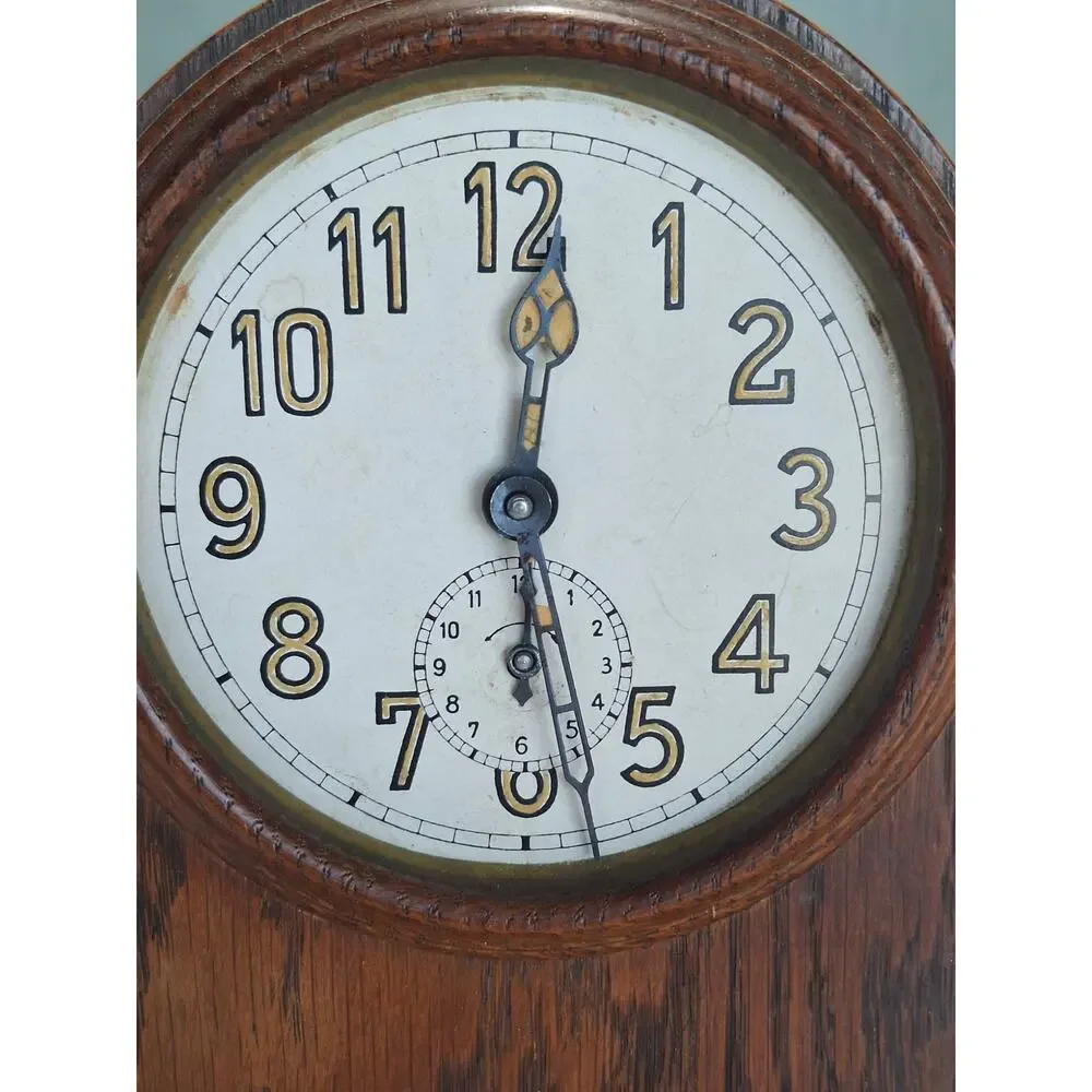 Antique Oak Mechanical Alarm Mantel Clock German Movement Arched Case- WORKING!